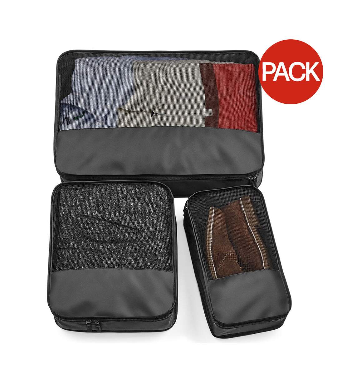 Lot de 2  Ensemble de compartiments valise taille unique noir Bagbase-1