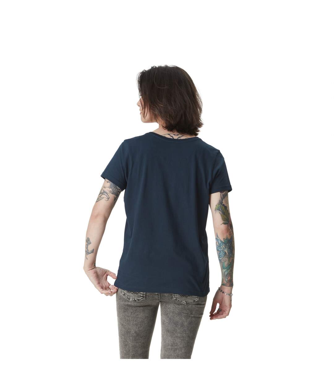 T-shirt femme à col rond avec print et bouclette devant Fleurs Vondutch