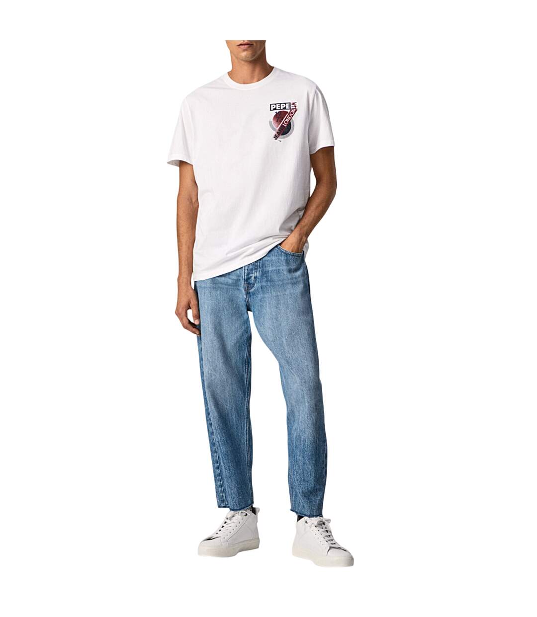 T-shirt Motif/style Logo Dans Cercle Homme Blanc Pepe Jeans-4