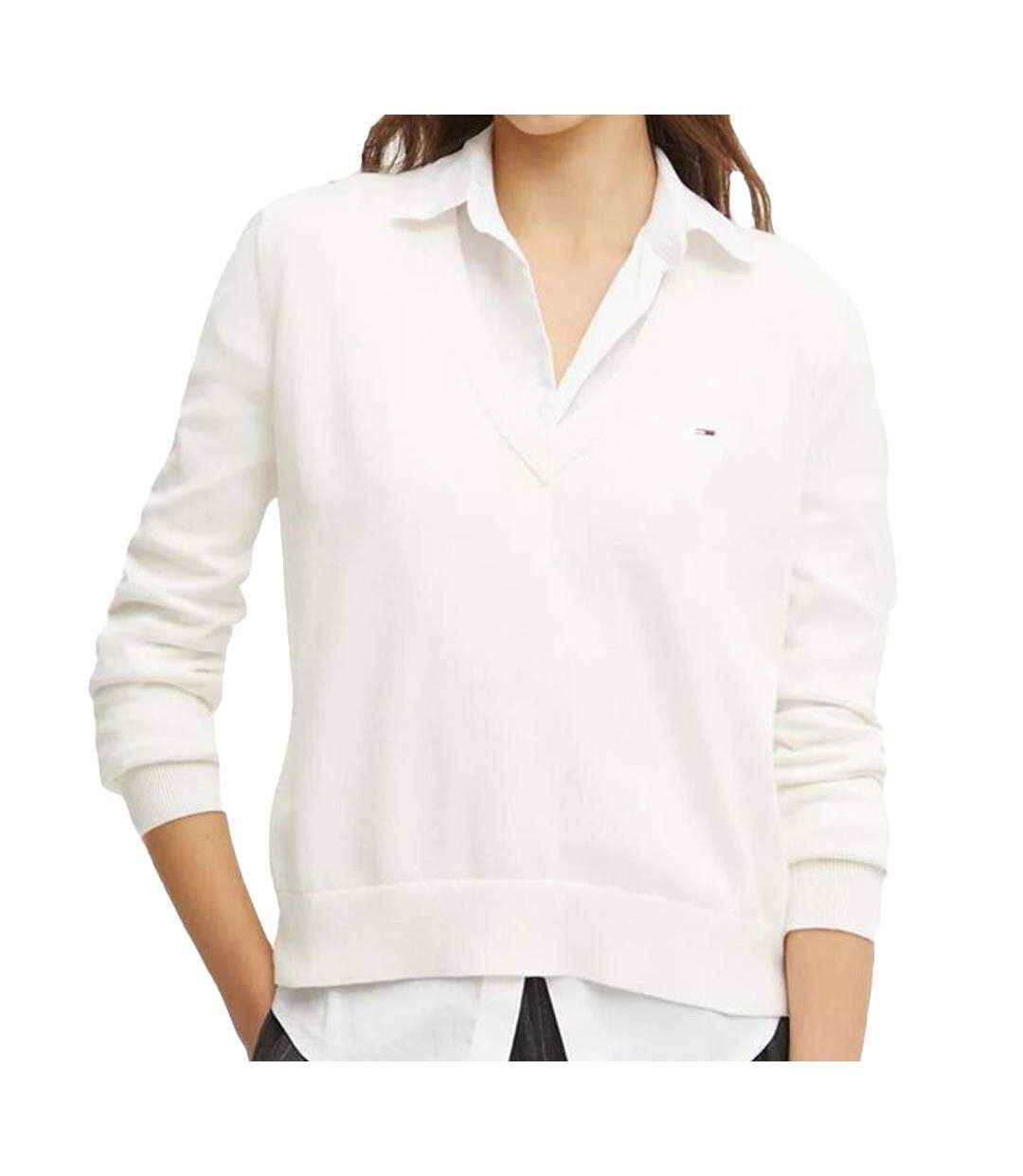 Pull blanc femme tommy hilfiger vneck - l-1