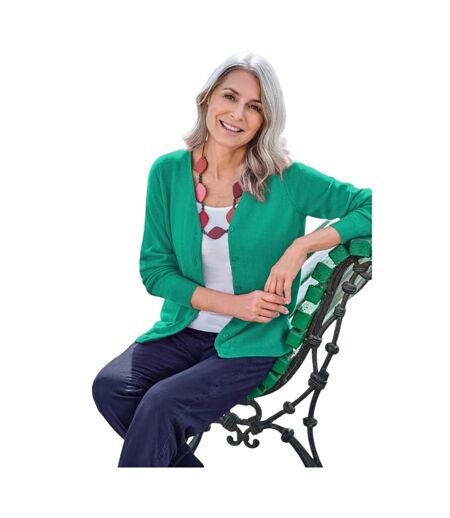 Cardigan Motif/style Uni Femme Émeraude Vive WoolOvers