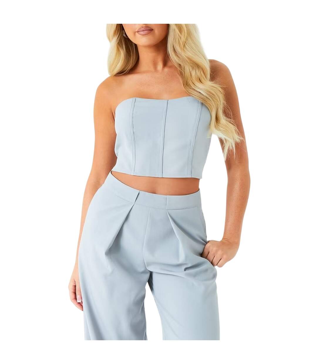 Womens/ladies Woven Corset Top Grey Missy Empire-4