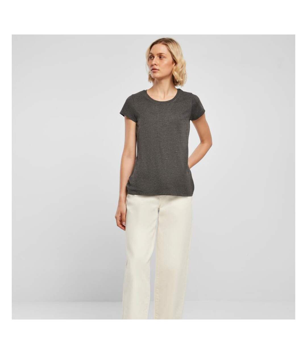 Womens/ladies Basic T-shirt Charcoal Build Your Brand-4