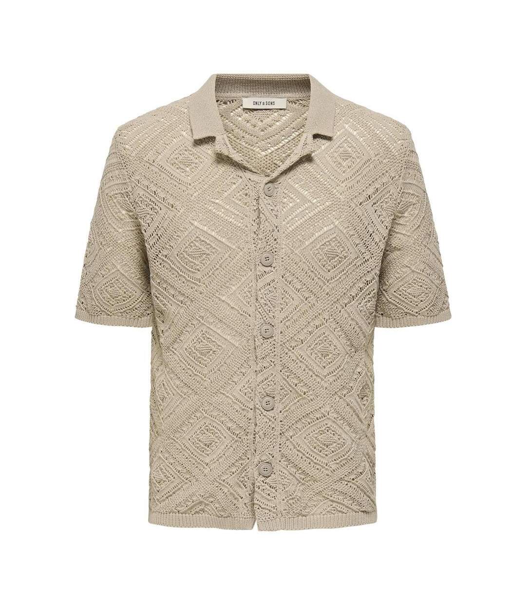 Chemise crochet beige homme  only & sons life 5-2