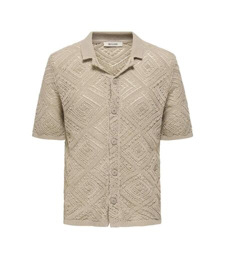 Chemise crochet beige homme  only & sons life 5