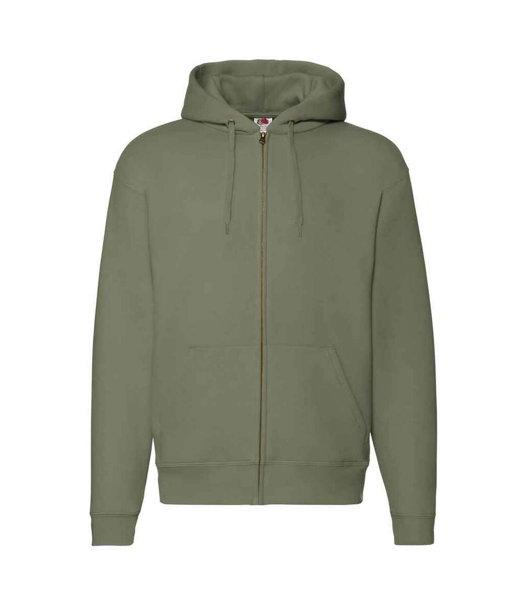 Unisex adult premium full zip hoodie classic olive Fruit of the Loom-1