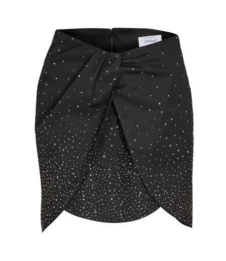 Mini Jupe Motif/style Embelli Femme Noir Off White