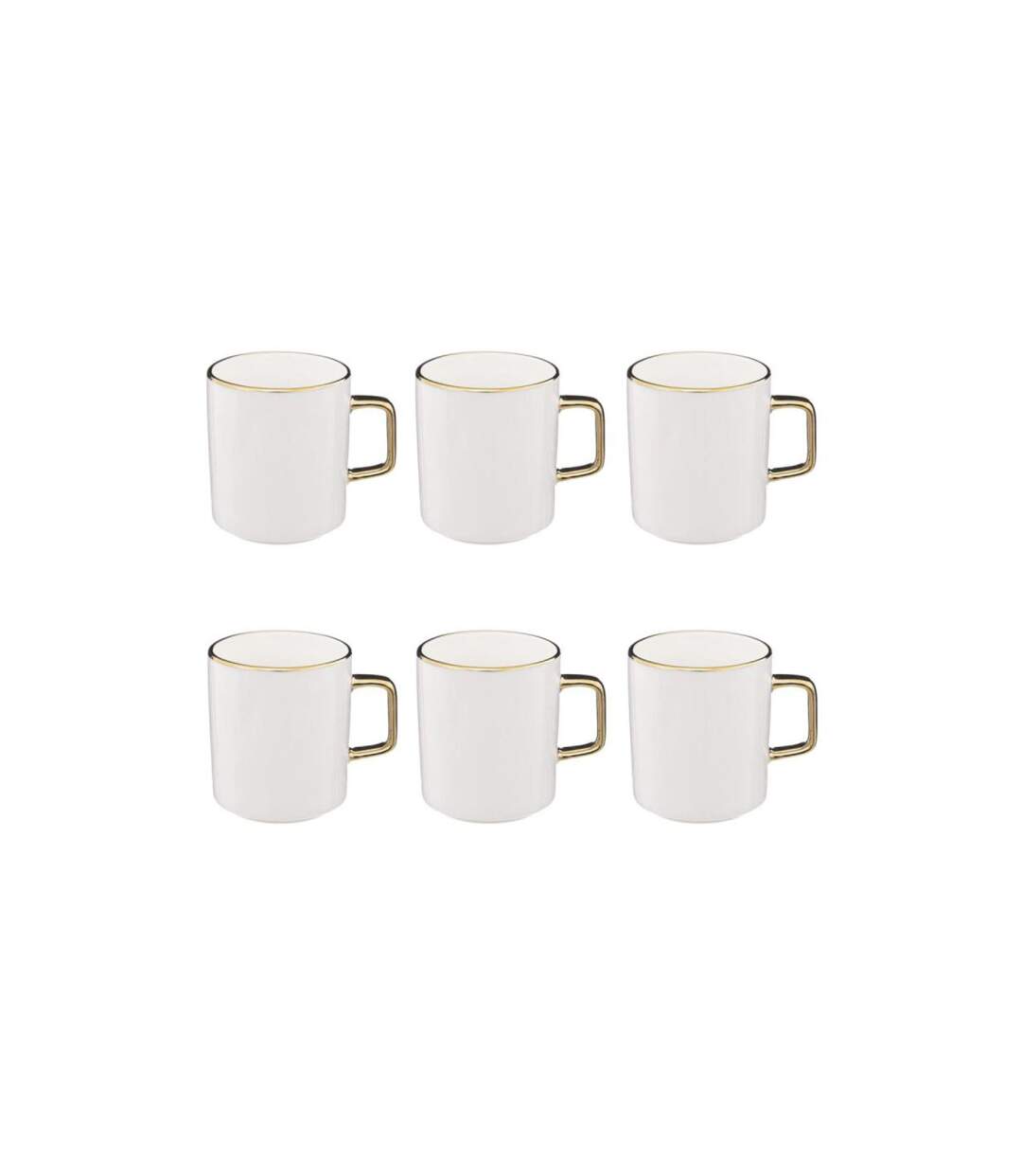 Lot de 6 Mugs en Porcelaine Arya 35cl Blanc-1