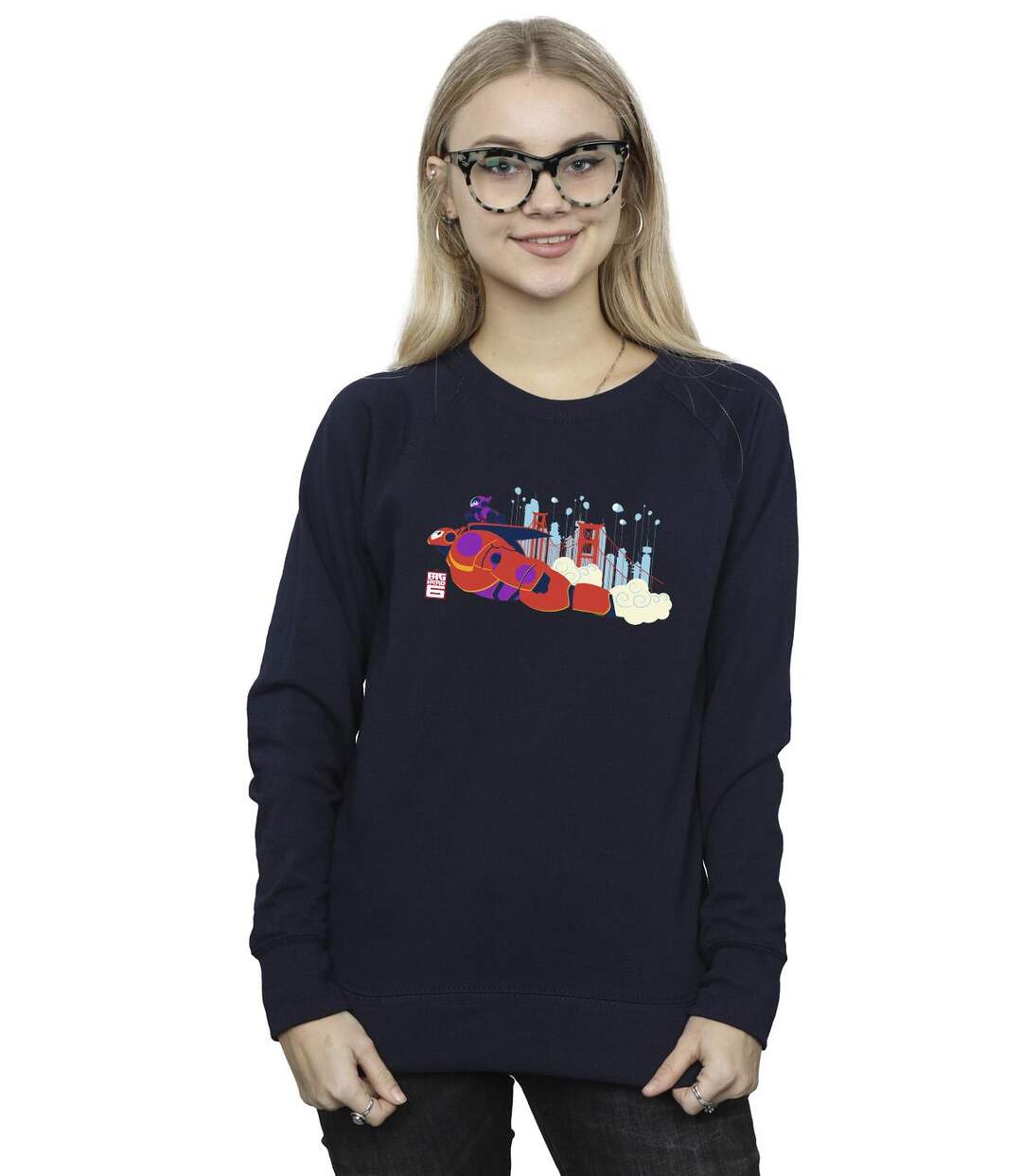Disney - Sweat BIG HERO BAYMAX HIRO BRIDGE - Femme (Bleu marine) - UTBI11530-2