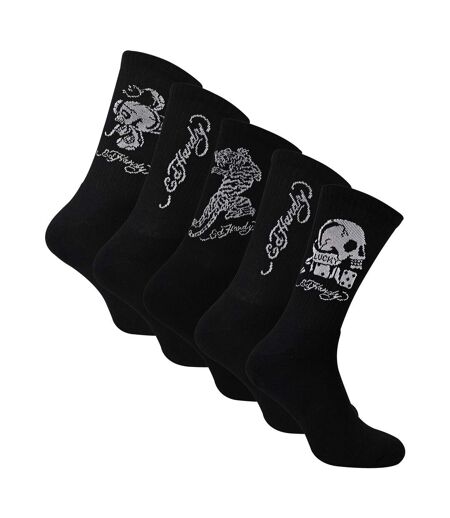 5 Pairs Mens Black Crew Socks Lightweight Breathable Sport Socks