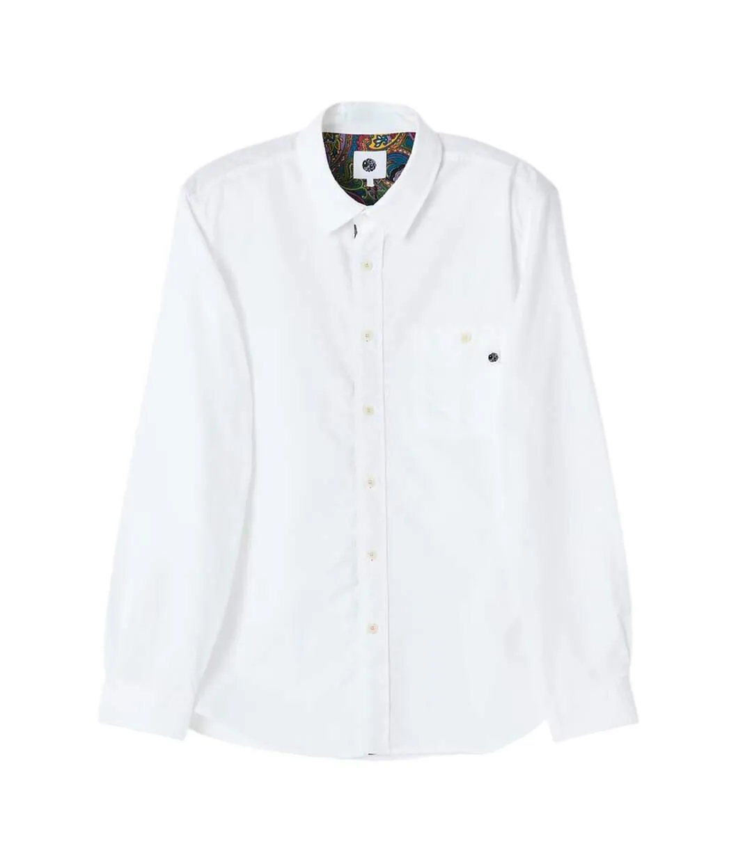 Mens Paisley Lined Button-down Shirt White Pretty Green-2