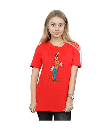 Disney Femme/Les femmes Goofy Christmas Lights Coton Boyfriend T-Shirt (Rouge) - UTBI37727