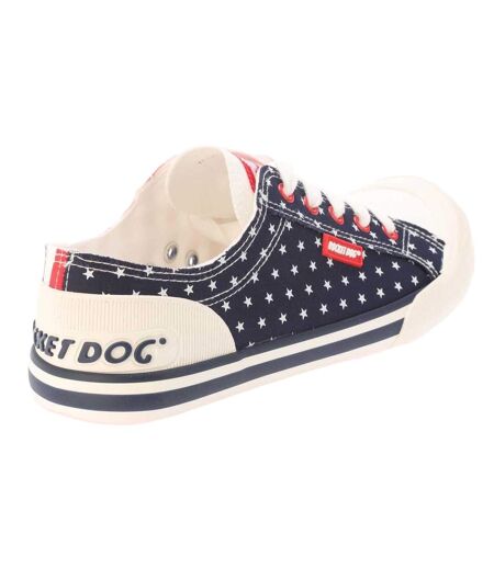 Womens/ladies Jazzin Spangle Banner Trainers Red Navy Rocket Dog