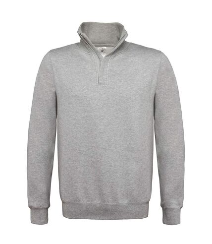 B&C Mens ID.004 Cotton Quarter Zip Sweatshirt (Heather Grey) - UTBC5348