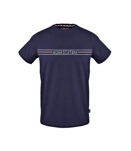 T-shirt Manches Courtes Motif/style Ligne Homme Bleu Marine Aquascutum
