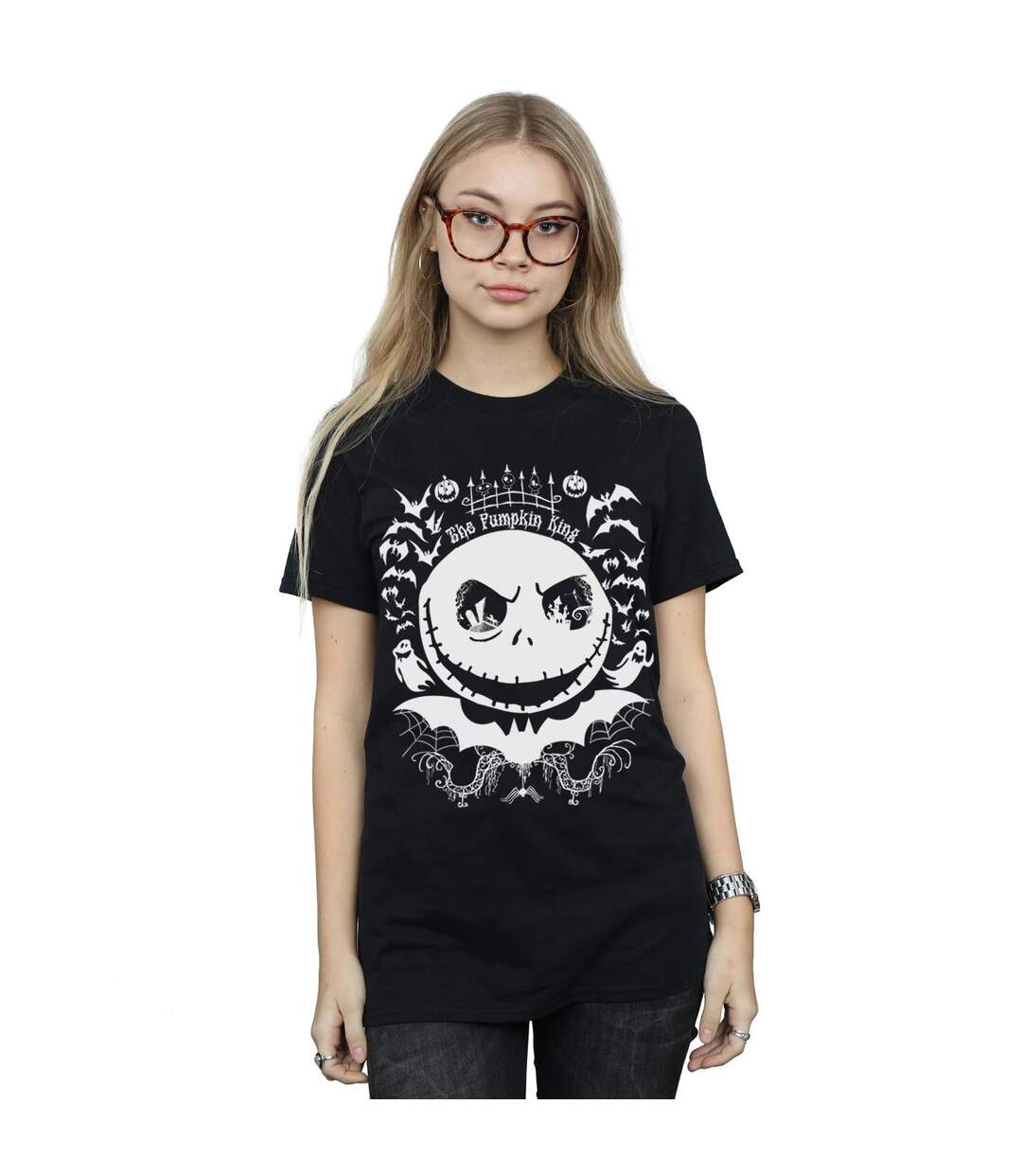 Disney Womens/Ladies Nightmare Before Christmas Jack The Pumpkin King Cotton Boyfriend T-Shirt (Noir) - UTBI41500-2