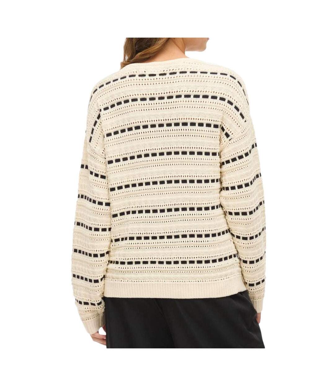 Pull beige/noir femme vila marian-2