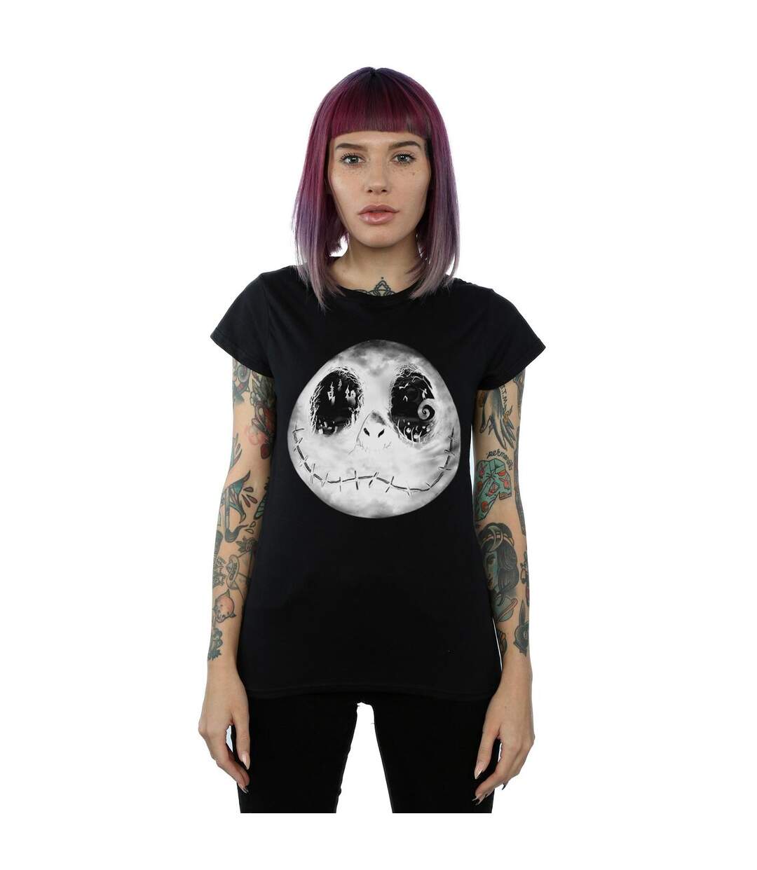 Disney T-shirt en coton Womens/Ladies Nightmare Before Christmas Jack Moon Face (Noir) - UTBI35549-2