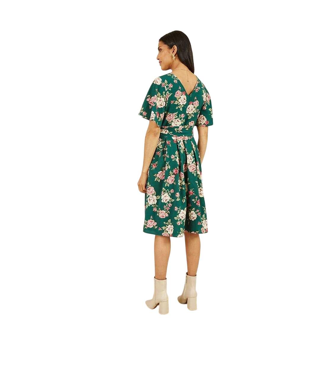 Robe Portefeuille Motif/style Floral Femme Vert Mela London-3