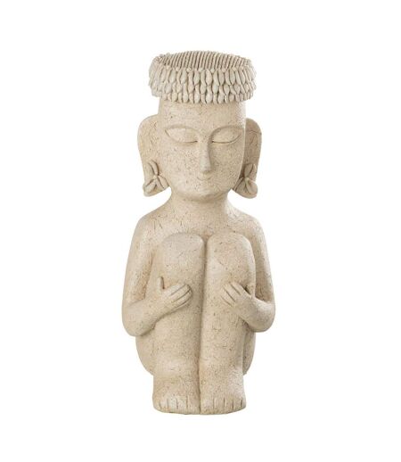 Statue Déco Assise Ethnique 33cm Beige
