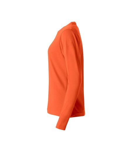 Womens/ladies Basic Long-sleeved T-shirt Blood Orange Clique