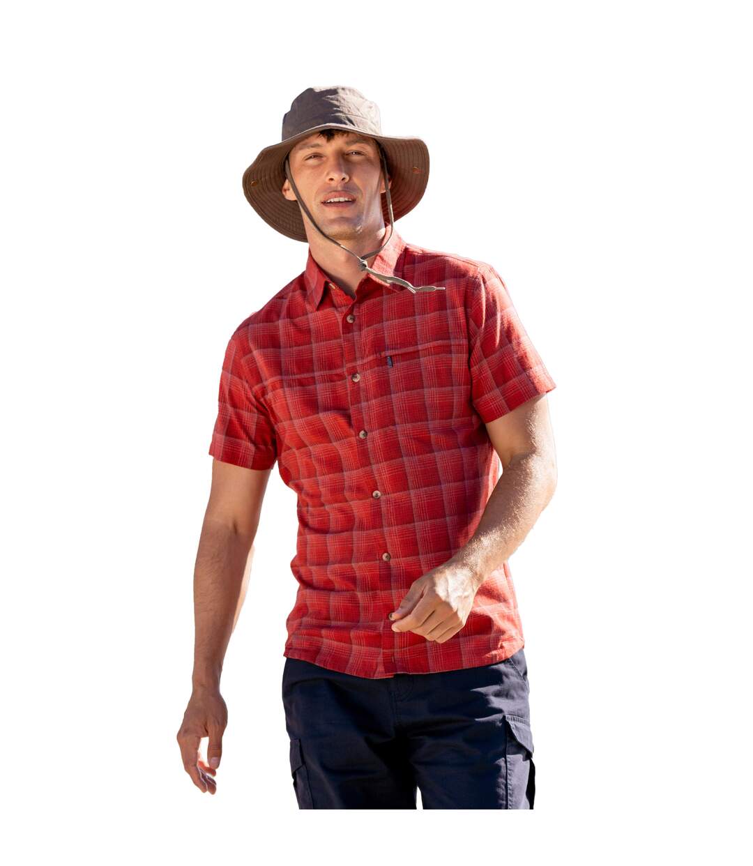 Mens Cotton Shirt Active Red Mountain Warehouse-1
