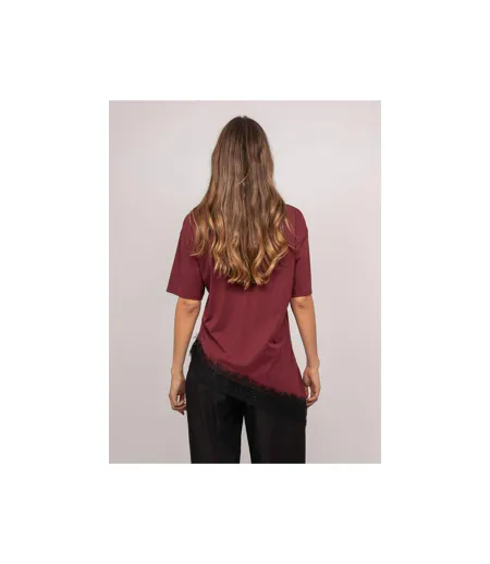 T-shirt oversize asymétrique bordure dentelle FORINEL - Dona X Lisa