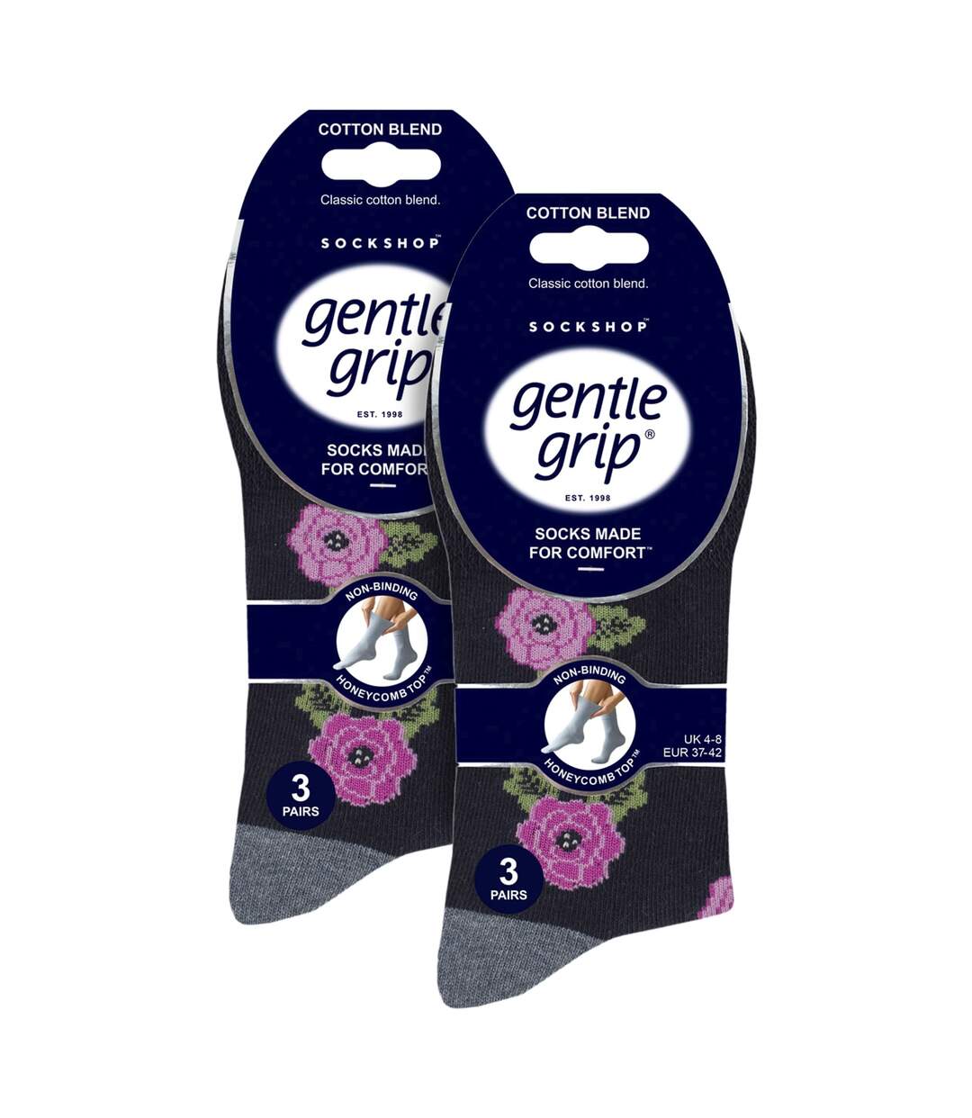 Gentle Grip - 6 Paires Chaussettes Femme Coton Douces Sans Élastique-2