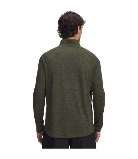 Mens Tech Textured Half Zip Top Green Under Armour