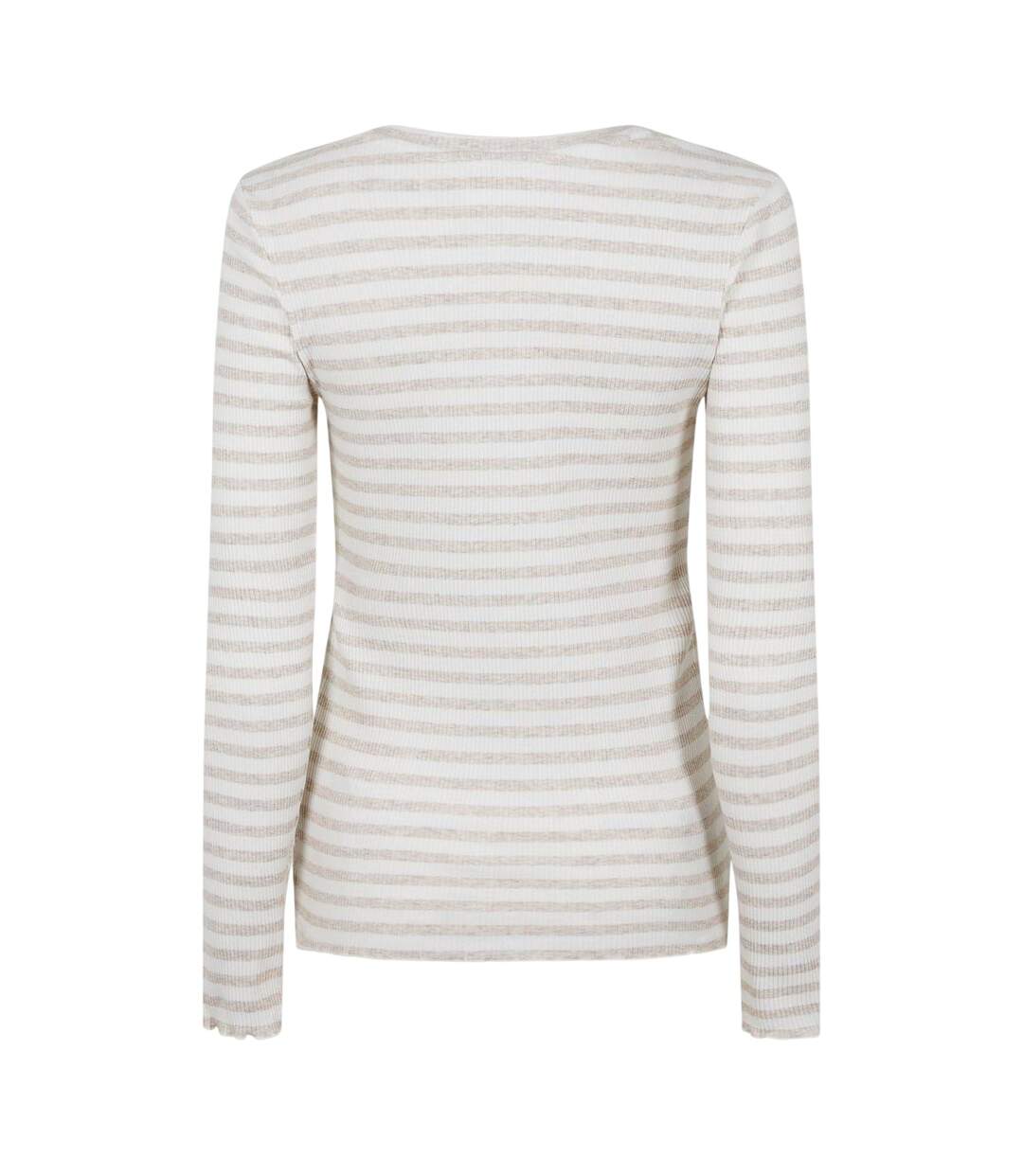 T-shirt Manches Longues Motif/style À Rayures Femme Blanc Cassé Selected Femme-2