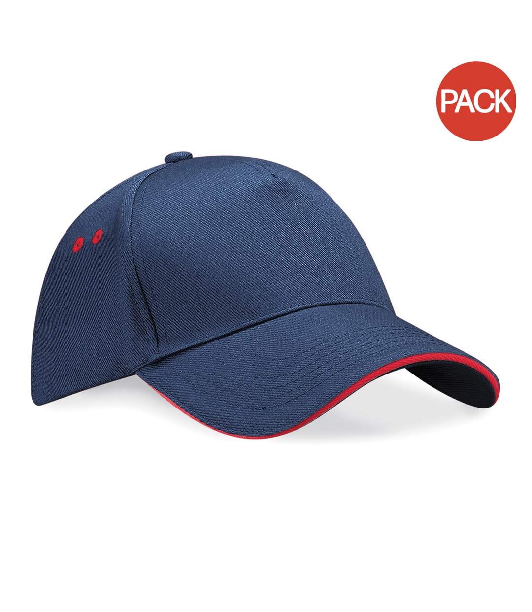 Lot de 2  Casquette adulte unisexe bleu marine/rouge Beechfield-1