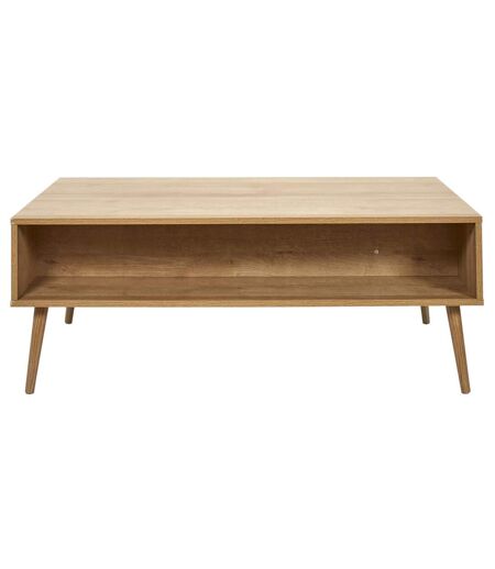 Table basse avec 1 tiroir, en cannage et panneaux de particules