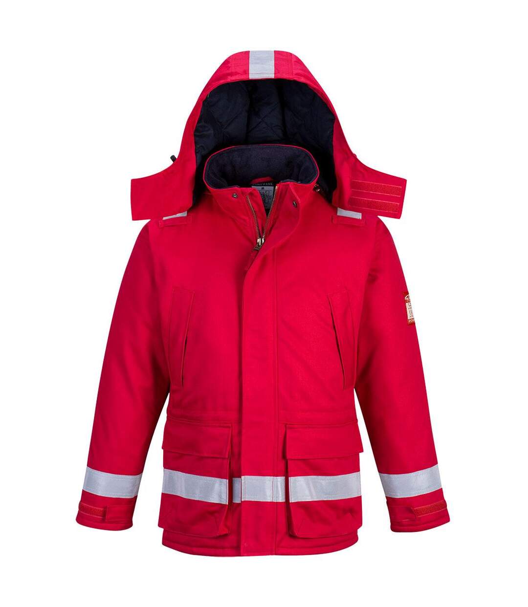 Mens flame resistant anti-static winter padded jacket red Portwest