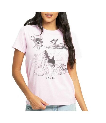T-Shirt rose femme disney bambi & thumper nature