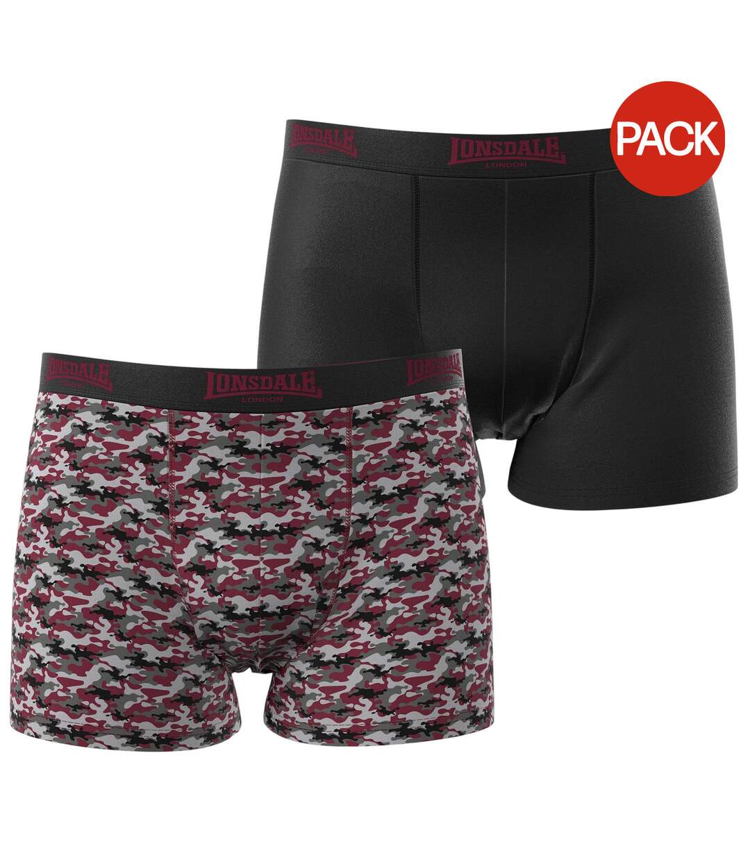 Lot De 2  Boxers Motif/style Camouflage Homme Rouge Pastel Noir Lonsdale-2