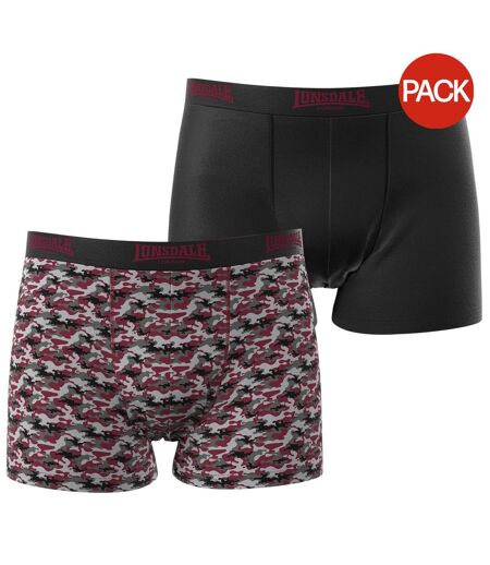 Lot De 2  Boxers Motif/style Camouflage Homme Rouge Pastel Noir Lonsdale