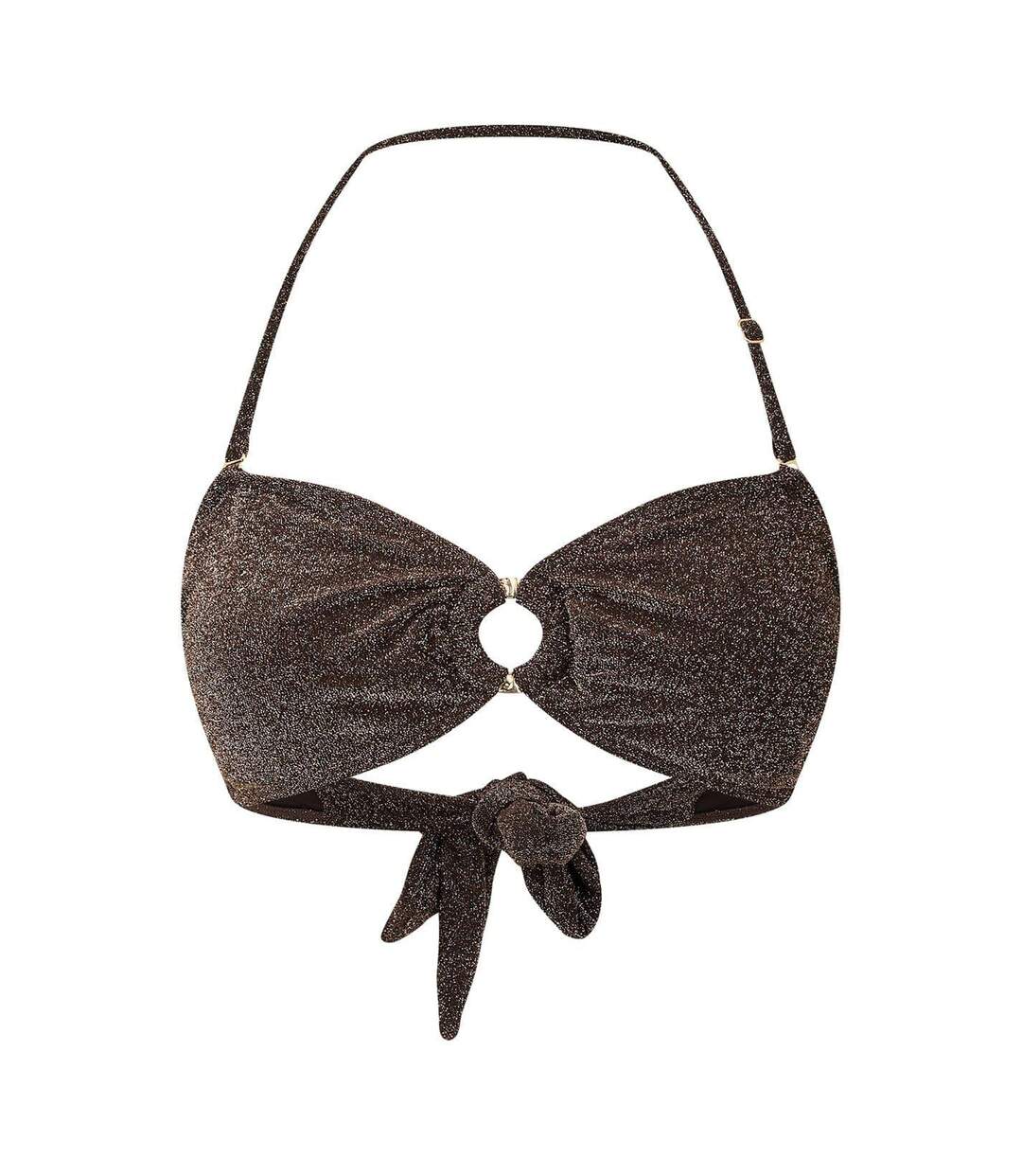 Womens/ladies Glitter Bandeau Bikini Top Chocolate Biba-1