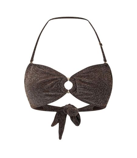 Womens/ladies Glitter Bandeau Bikini Top Chocolate Biba
