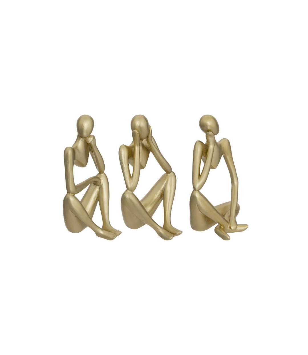 Lot de 3 Statuettes Déco Femme Le Collectionneur 17cm Or-1