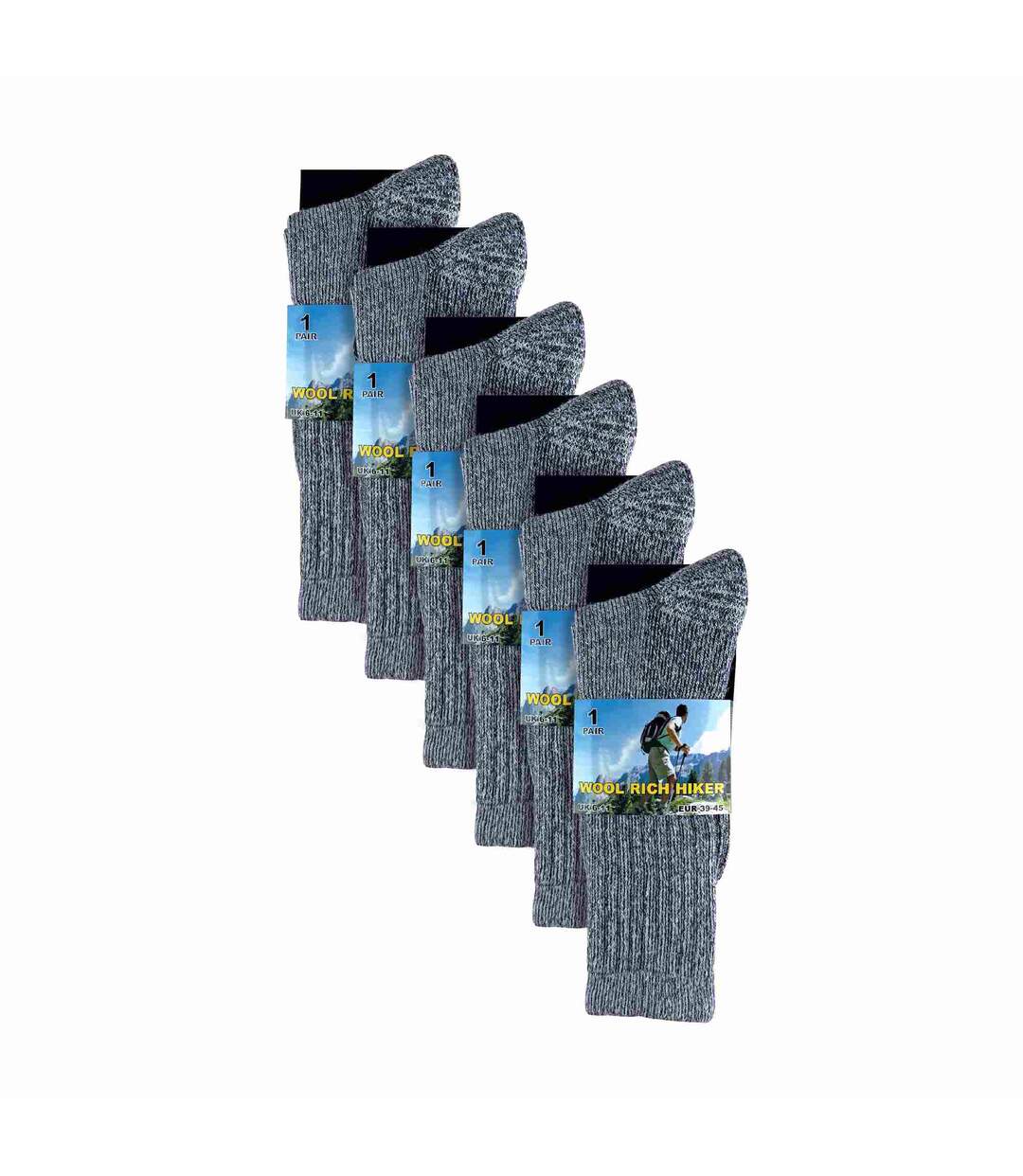 Sock Snob - 6 Paires Homme Chaussettes Laine Randonnée Anti-ampoule.-2