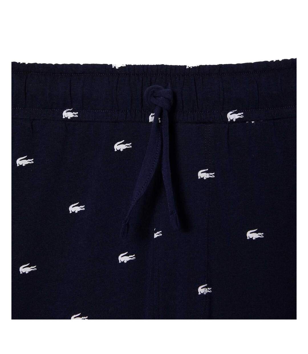 Mens Cotton Jersey Crocodile Print Pyjama Shorts Blue Lacoste-3