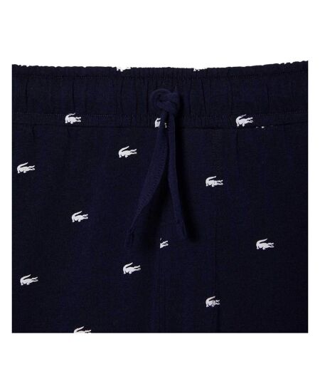 Mens Cotton Jersey Crocodile Print Pyjama Shorts Blue Lacoste