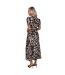 Robe À Smocks Manches Bouffantes Motif/style Imprimé Léopard Femme Marron AX Paris-3