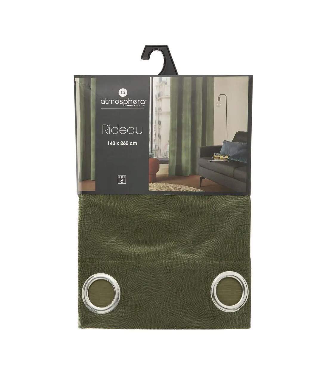 Rideau Tamisant Lilou 140x260cm Vert Kaki-2