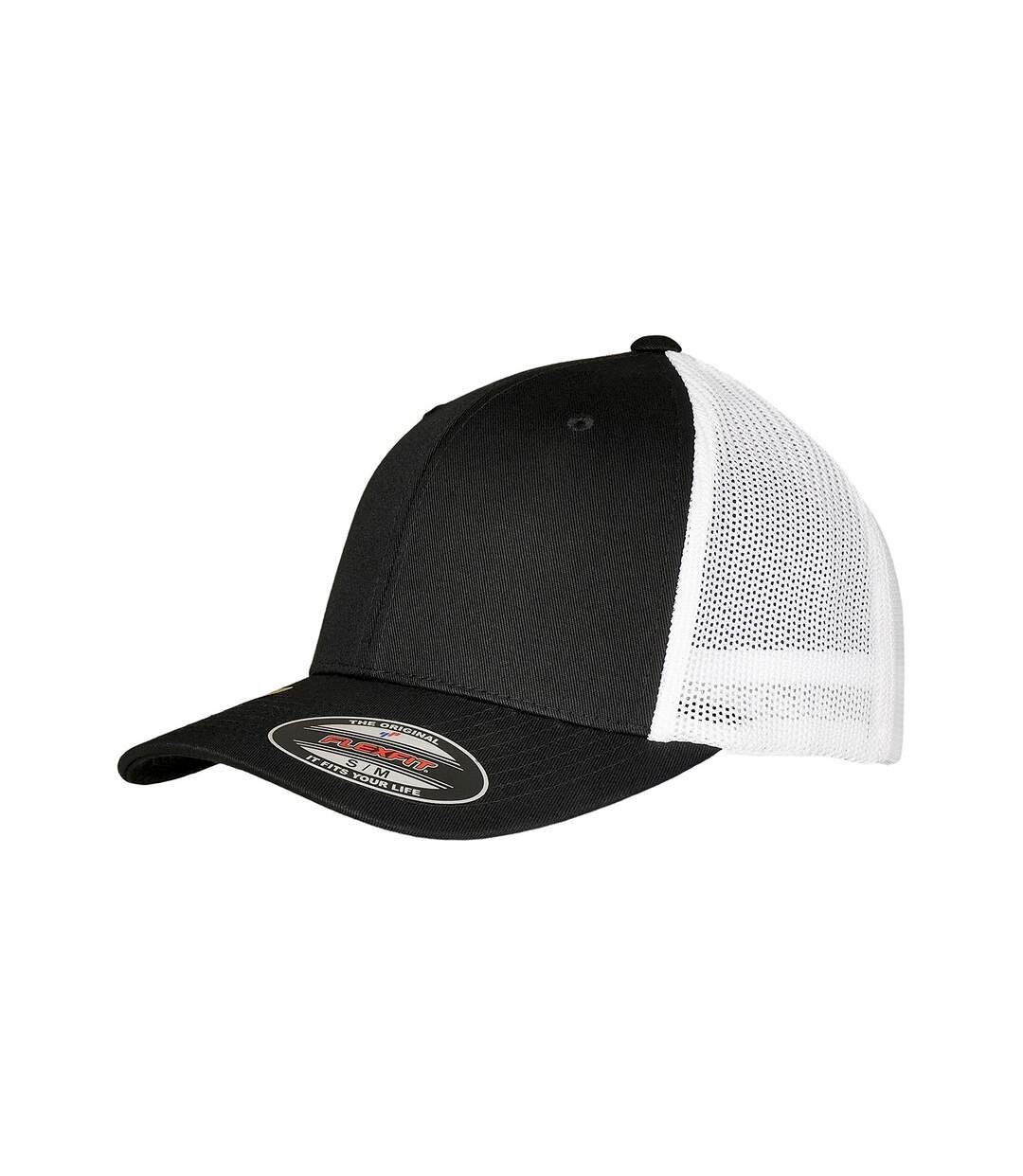 Unisex adult mesh recycled trucker cap black/white Flexfit-1