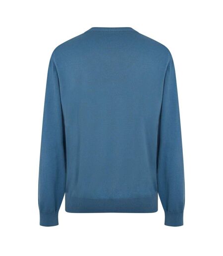 Mens Embroidered Logo Knitted V Neck Sweatshirt Pastel Blue Boss