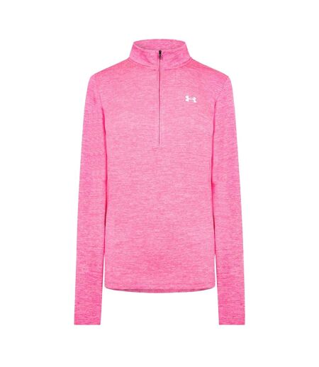 Womens/ladies Tech Textured Half Zip Top Pink Under Armour
