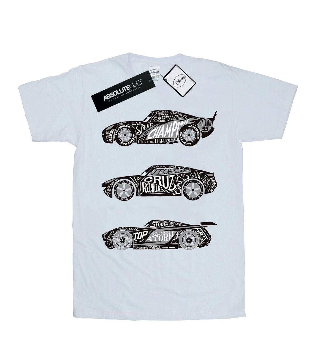 Disney - T-shirt CARS TEXT RACERS - Femme (Blanc) - UTBI16182-1