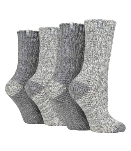 Lot de 4 chaussettes en tricot de laine pour femme