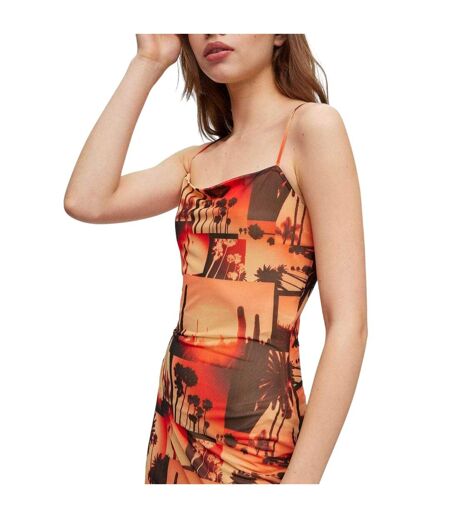 Robe Longue Femme Orange Noir Hugo